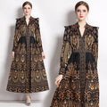 Vintage Court Style V-neck Lantern Sleeve Dress