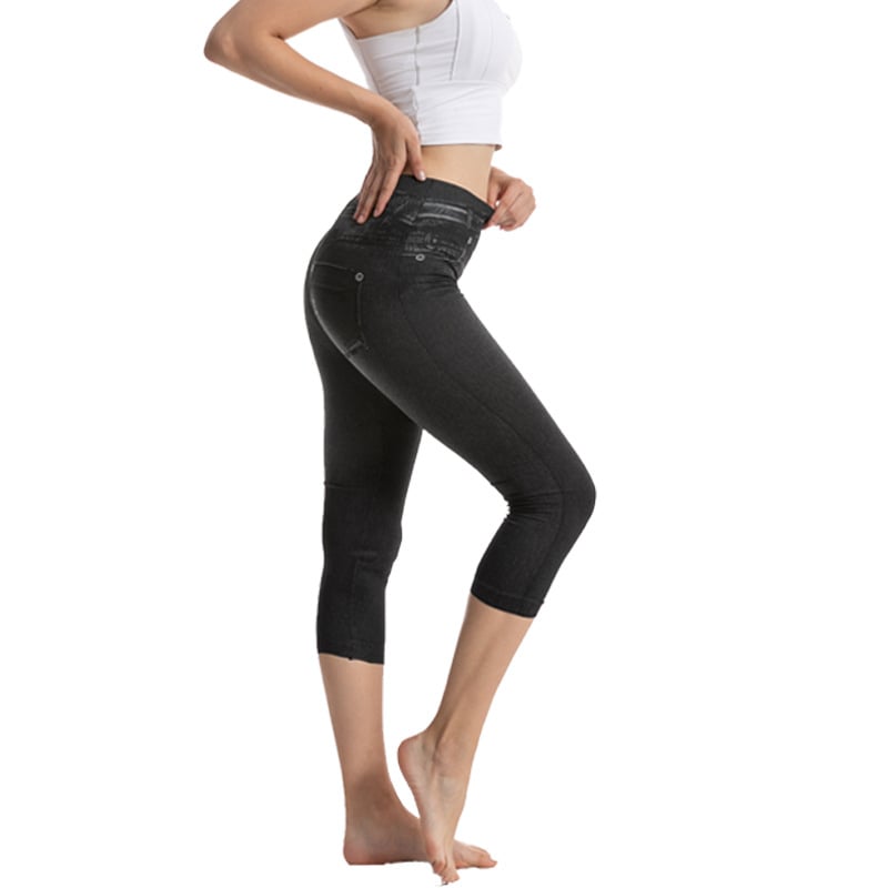 Cropped Women's Faux Denim Leggings