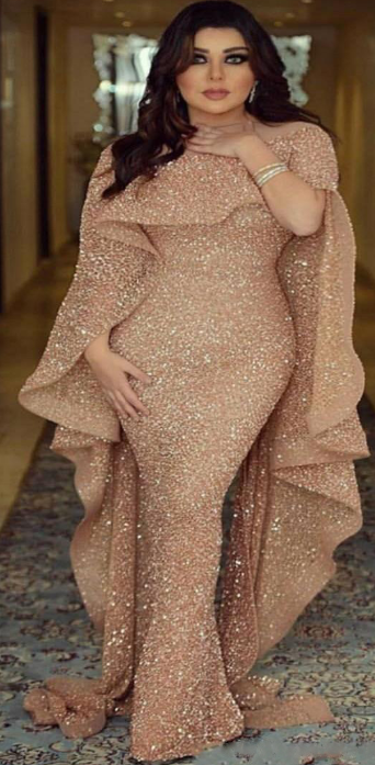 Trendy Women's Evening Dress with Long Shawl (New)