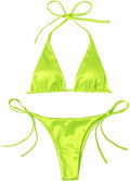 Metallic Halter Top Two-Piece Bikini Beachwear Set