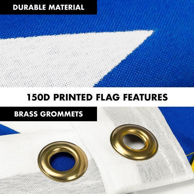 Flag Pole 6FT Silver Tangle Free & Blue Estelada Flag 3x5 Ft Combo Printed 150D Polyester By G128