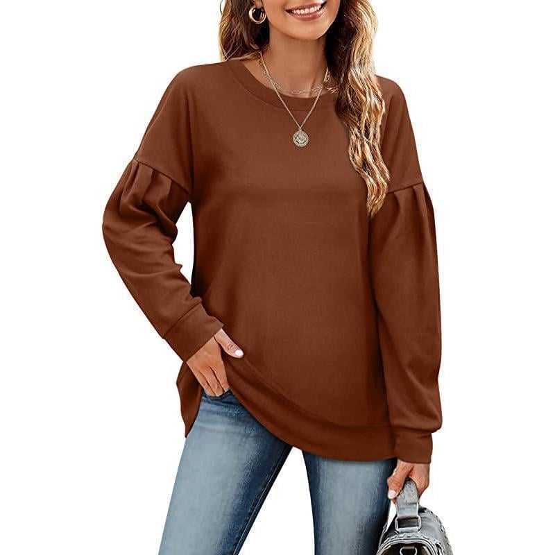 Solid Color Round Neck Women's Sweatshirt