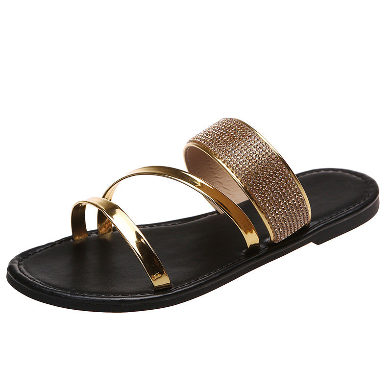 Women's Large Size Rhinestone Summer Sandals and Slippers