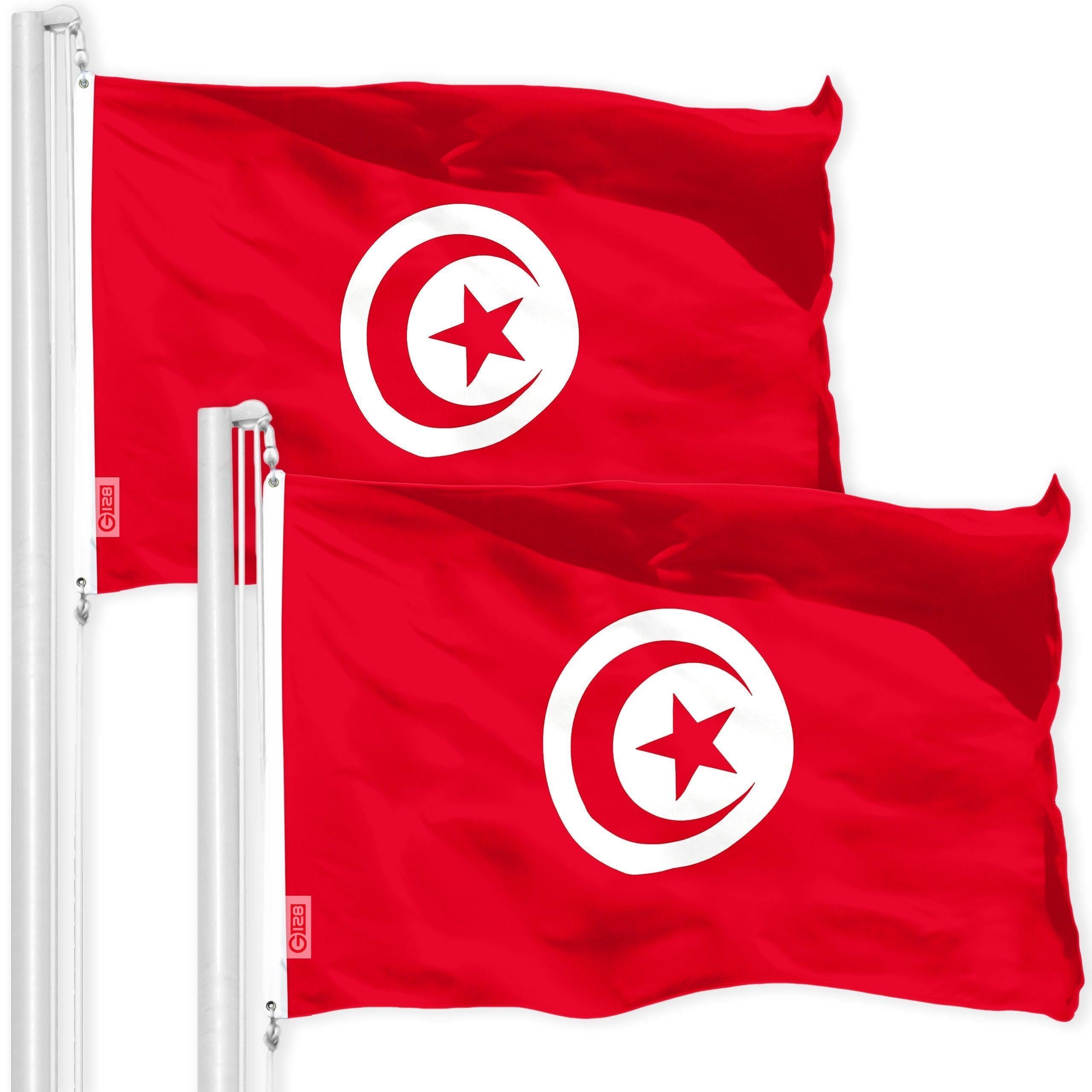 Tunisia Tunisian Flag 3x5 Ft 2Pack 150D Printed Polyester By G128