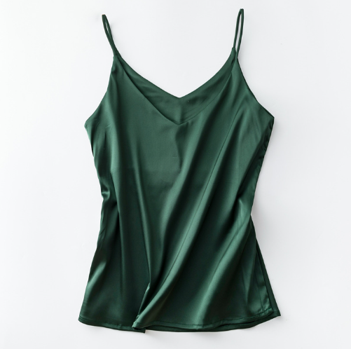Silk V-Neck Sleeveless Top for Women, Short Length