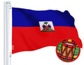 G128 Haiti Haitian Flag  2.5x4 Ft  StormFlyer Series Embroidered 220GSM Spun Polyester  Country Flag, Embroidered Design, Indoor/Outdoor, Brass Grommets, Heavy Duty, All Weather