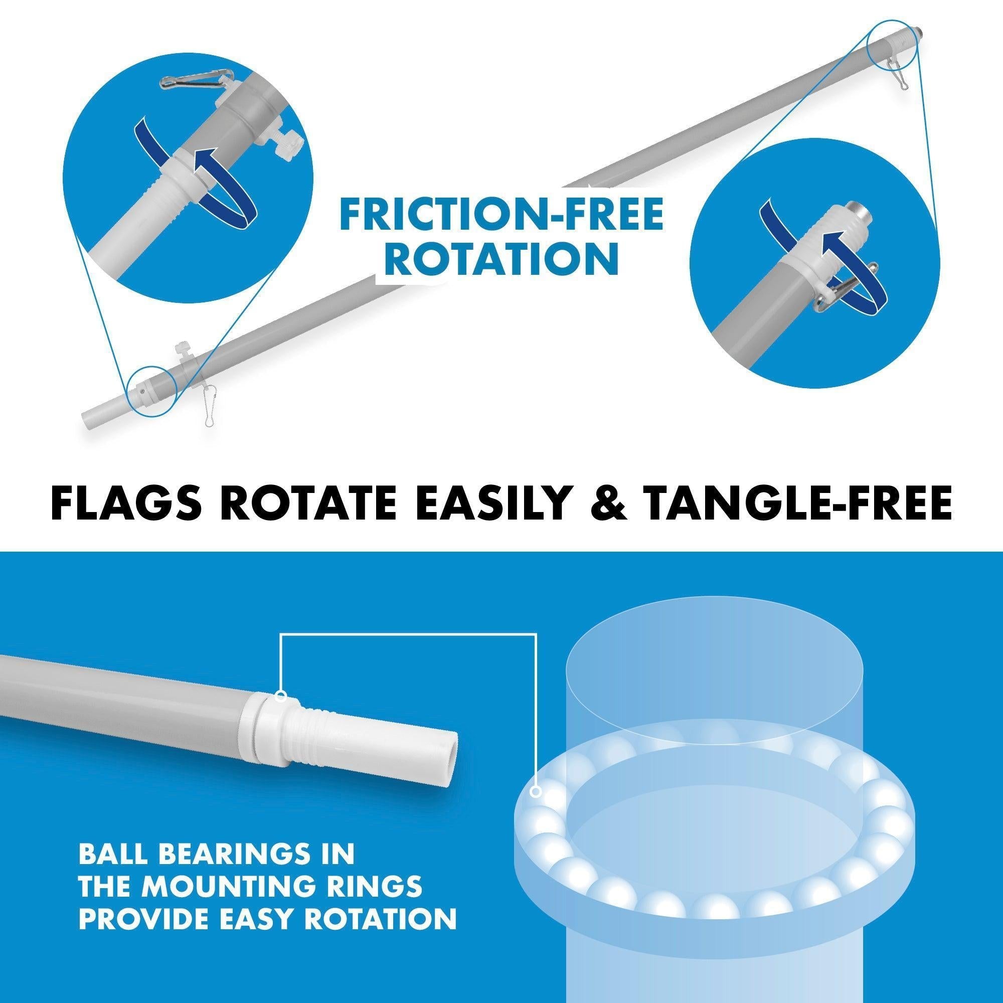 Flag Pole 6FT Silver Tangle Free & Blue Estelada Flag 3x5 Ft Combo Printed 150D Polyester By G128