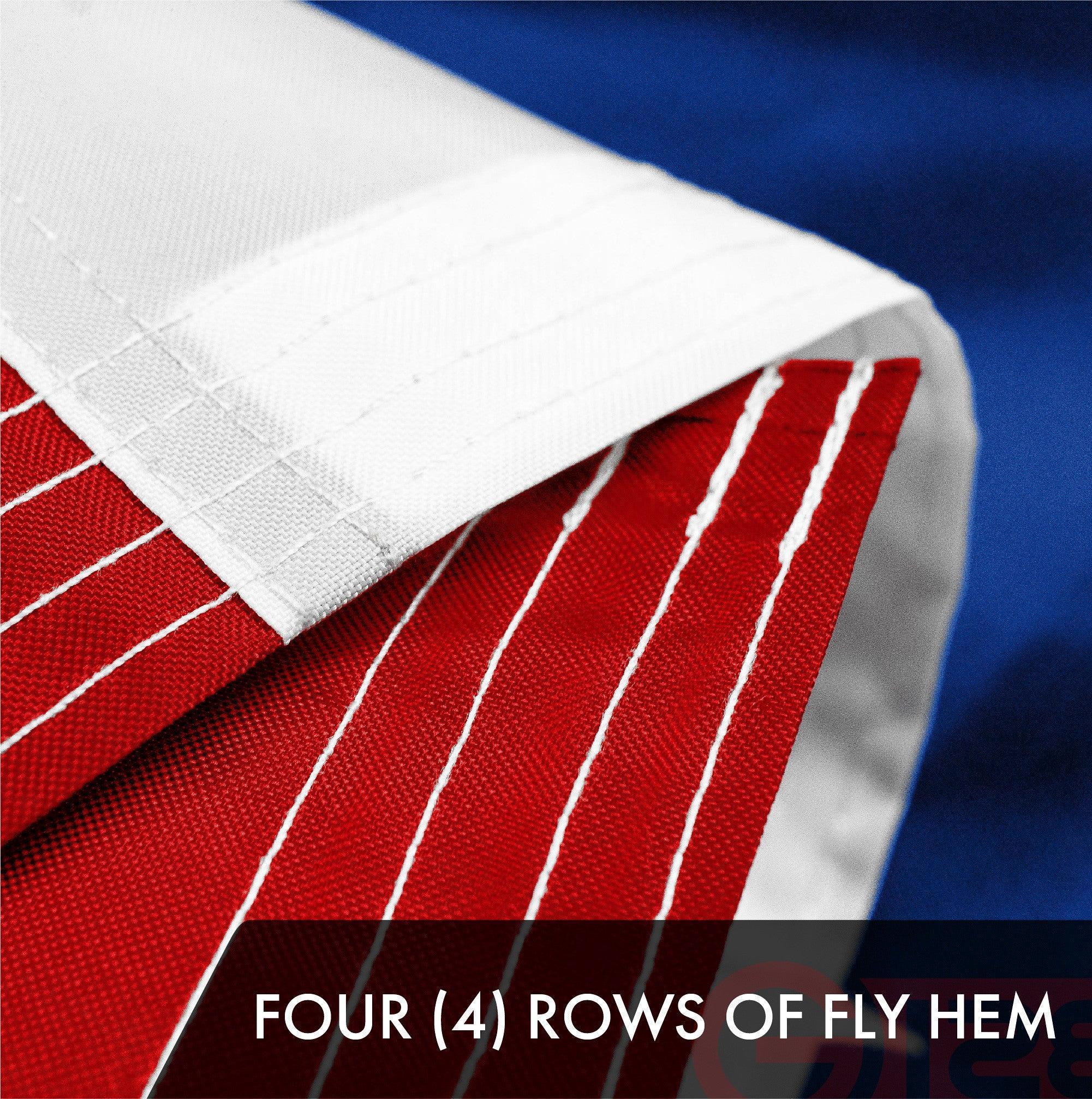 G128 Puerto Rico Puerto Rican Flag  2.5x4 Ft  ToughWeave Series Embroidered 300D Polyester  Embroidered Design, Indoor/Outdoor, Brass Grommets