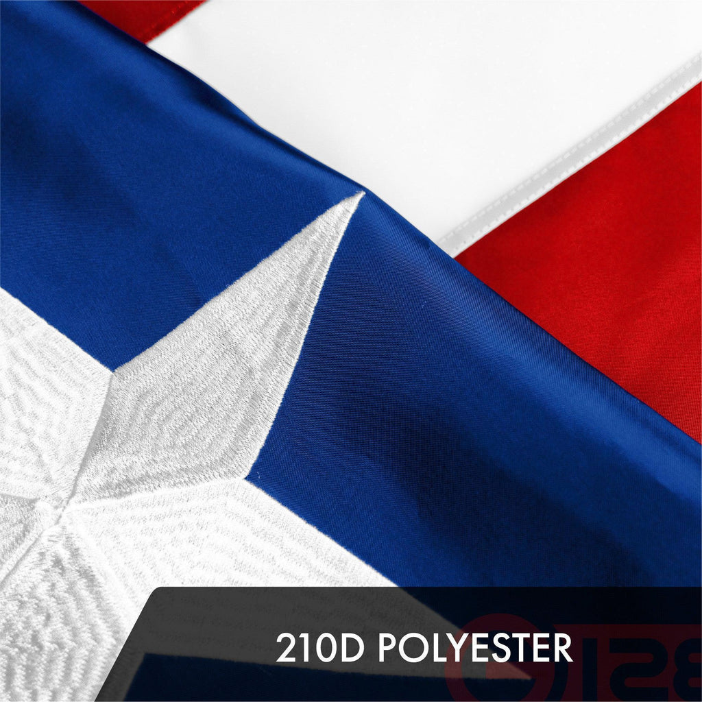 G128 Puerto Rico Puerto Rican Flag  2.5x4 Ft  ToughWeave Series Embroidered 300D Polyester  Embroidered Design, Indoor/Outdoor, Brass Grommets
