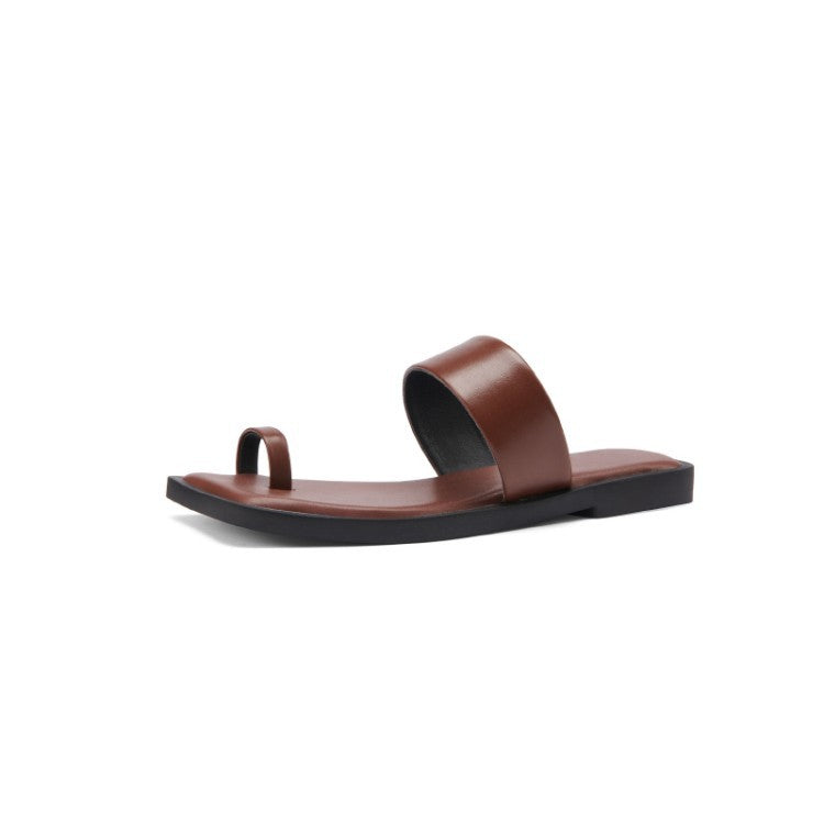 Solid Color Women's Flat-Bottom Sandals and Slippers