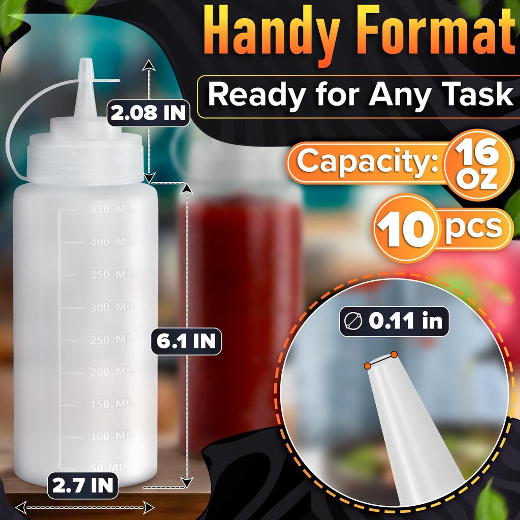 6 Pack Plastic Condiment Squeeze Bottles 24oz Refillable Squirt Bottles with Narrow Tip Leak Resistant Great for Oil Sauces Ketchup Mayonnaise Syrup Dressing BBQ Stations & Catering Use