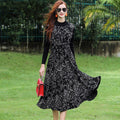 Jacquard Long-sleeved Wool Dress for Elegant Look