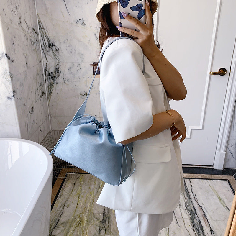 Trendy Soft Leather Ruched Cloud Bag for Women
