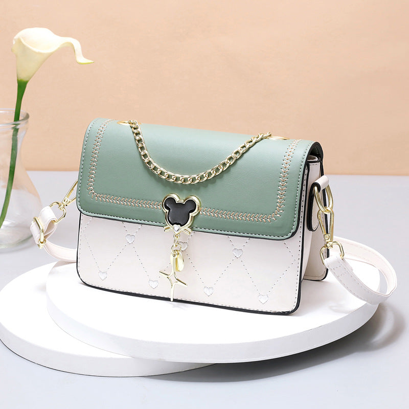 Women's Crossbody Bag with Heart Embroidery Pendant