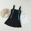 Women's Solid Color Pleated Suspenders One-Piece Swimsuit