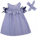 Striped A-Line Dress with Headband