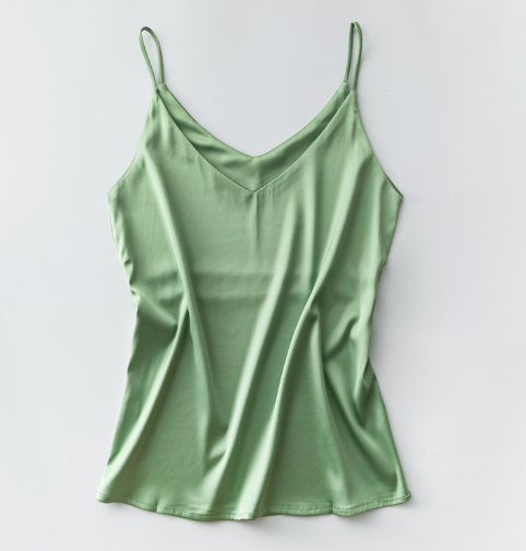 Silk V-Neck Sleeveless Top for Women, Short Length