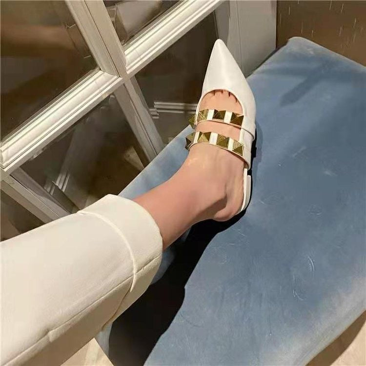 Baotou Half Drag Fashion Mid-Heel Thick Heel Sandals