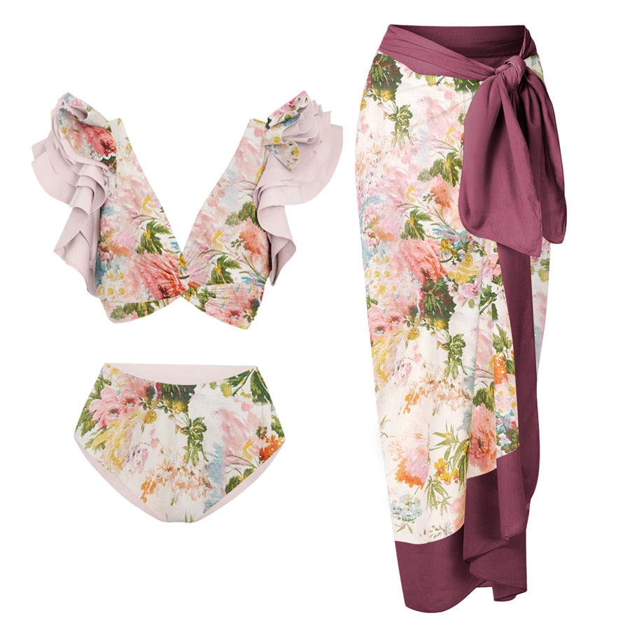 2024 Women's Sexy One-Shoulder Bikini Set with Embellishments