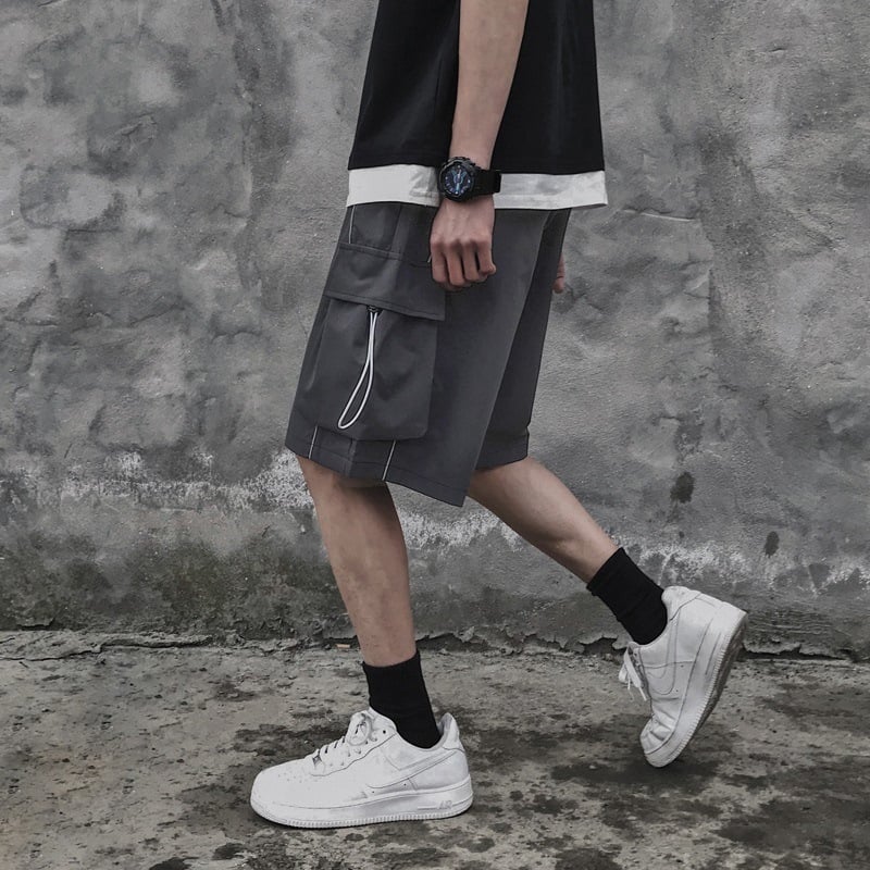 Hong Kong Style Loose Straight Cargo Shorts