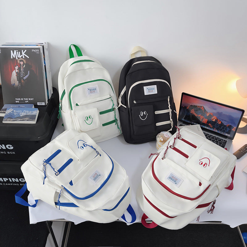 Fashionable Women's Large-Capacity Contrast Color Backpack