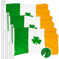 G128 3 Pack: Ireland Irish Shamrock Flag  2.5x4 Ft  ToughWeave Series Embroidered 300D Polyester  Embroidered Design, Indoor/Outdoor, Brass Grommets