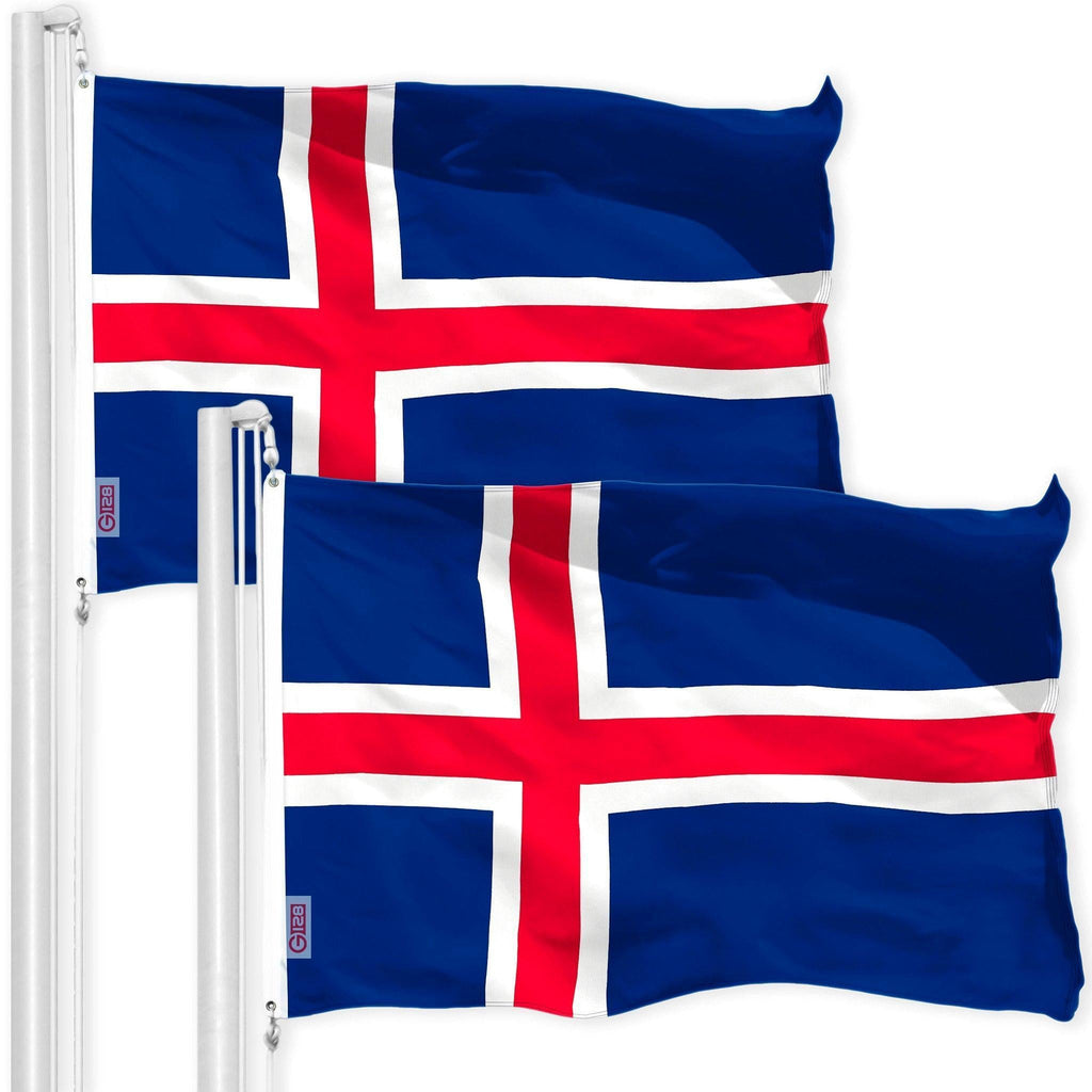 Iceland Icelandic Flag 3x5 Ft 2Pack 150D Printed Polyester By G128