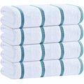 Cotton Pool Towels Oversized 30 x 60 Inch 4 Pack Ultra Absorbent and Low Lint Striped Beach Towels for Adults Stripes Design Luxury Extra Large Bath Towels Light Blue
