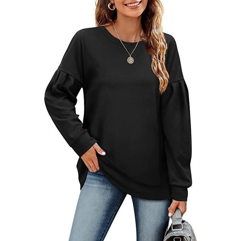 Solid Color Round Neck Women's Sweatshirt