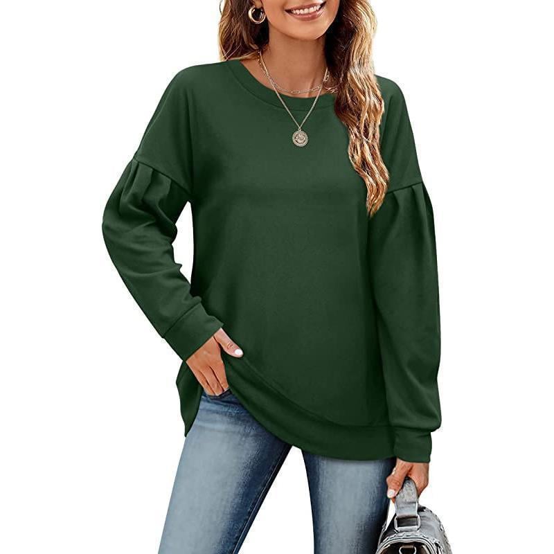 Solid Color Round Neck Women's Sweatshirt