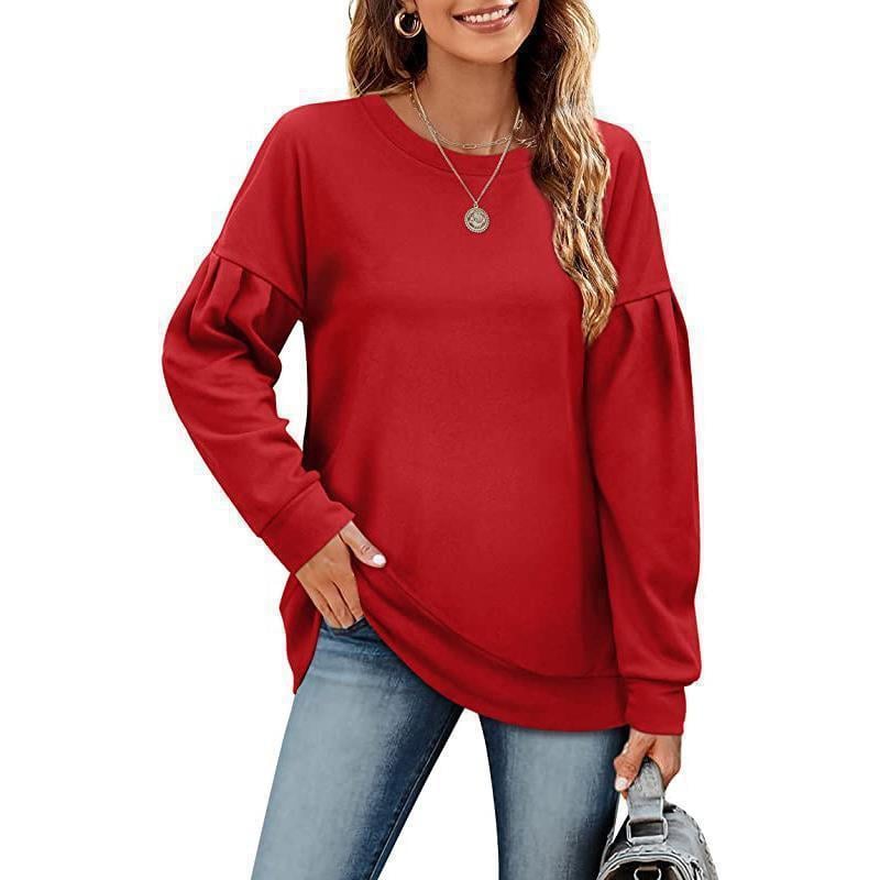 Solid Color Round Neck Women's Sweatshirt