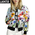 Floral Pattern Women's Stand-Up Collar Baseball Uniform