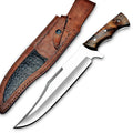 WARIVO KNIFE Handmade D2 Steel 14 Inch Full Tang Bowie Knife with leather sheath Hunting knife with Wood Handle used for Bushcraft Outdoor and as a Camping Knife - Survival knife