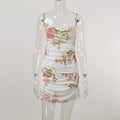 Vintage Flower Dress with European Wind Sling Mesh