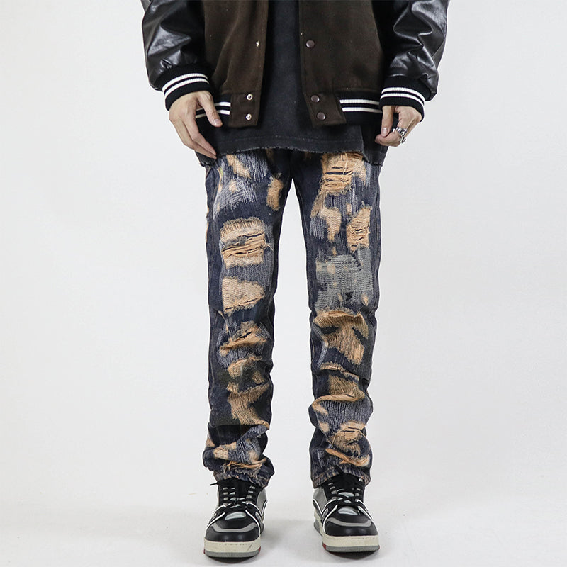 Men's High Street Retro Washed Straight Jeans