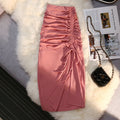 Women's Pleated Midi Skirt with Side Slit