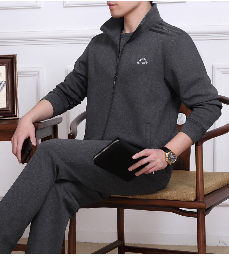 Men's Spring Autumn Sports Outfit for Older Adults (3-Piece)
