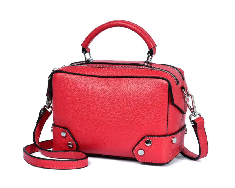Women's Simple Genuine Leather Shoulder Handbag