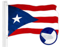 G128 Puerto Rico Puerto Rican Flag  2.5x4 Ft  ToughWeave Series Embroidered 300D Polyester  Embroidered Design, Indoor/Outdoor, Brass Grommets