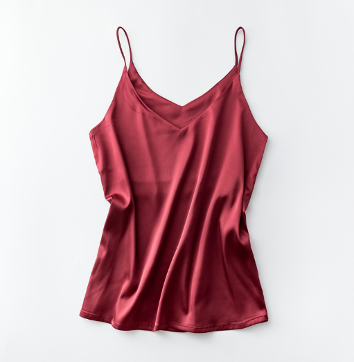 Silk V-Neck Sleeveless Top for Women, Short Length