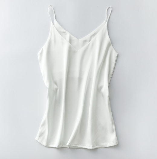 Silk V-Neck Sleeveless Top for Women, Short Length