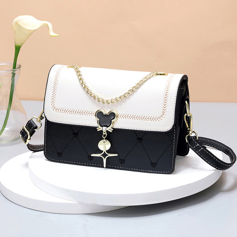 Women's Crossbody Bag with Heart Embroidery Pendant