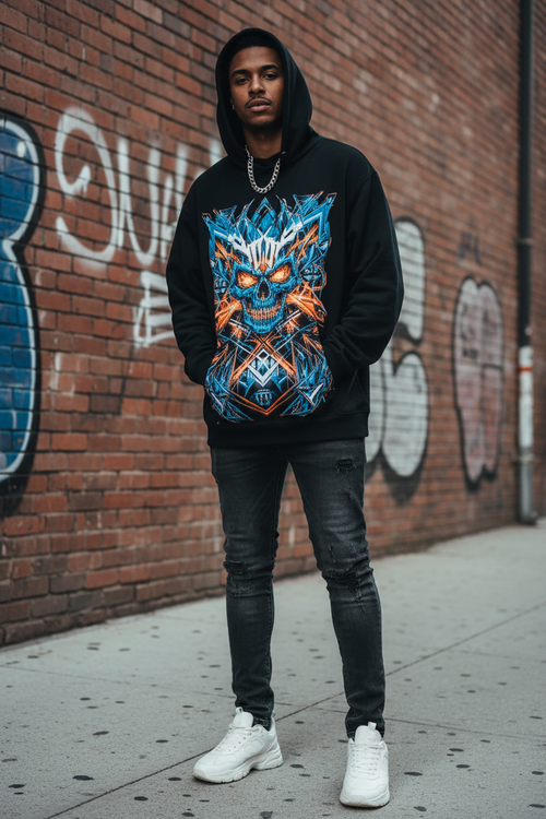Hoodie Streetwear Uomo indossata in città