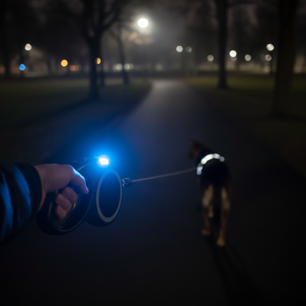 Guinzaglio retrattile con luce LED