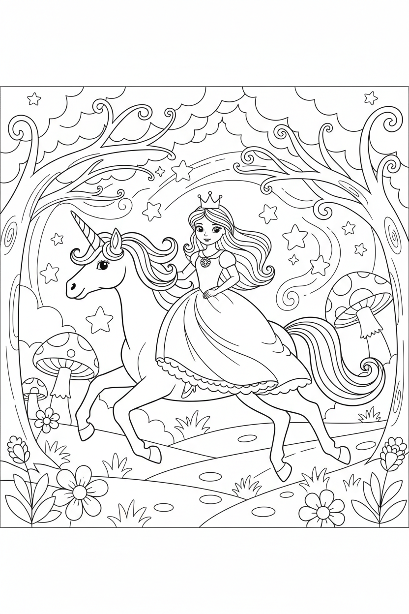 Libro da Colorare - Principesse e Castelli
