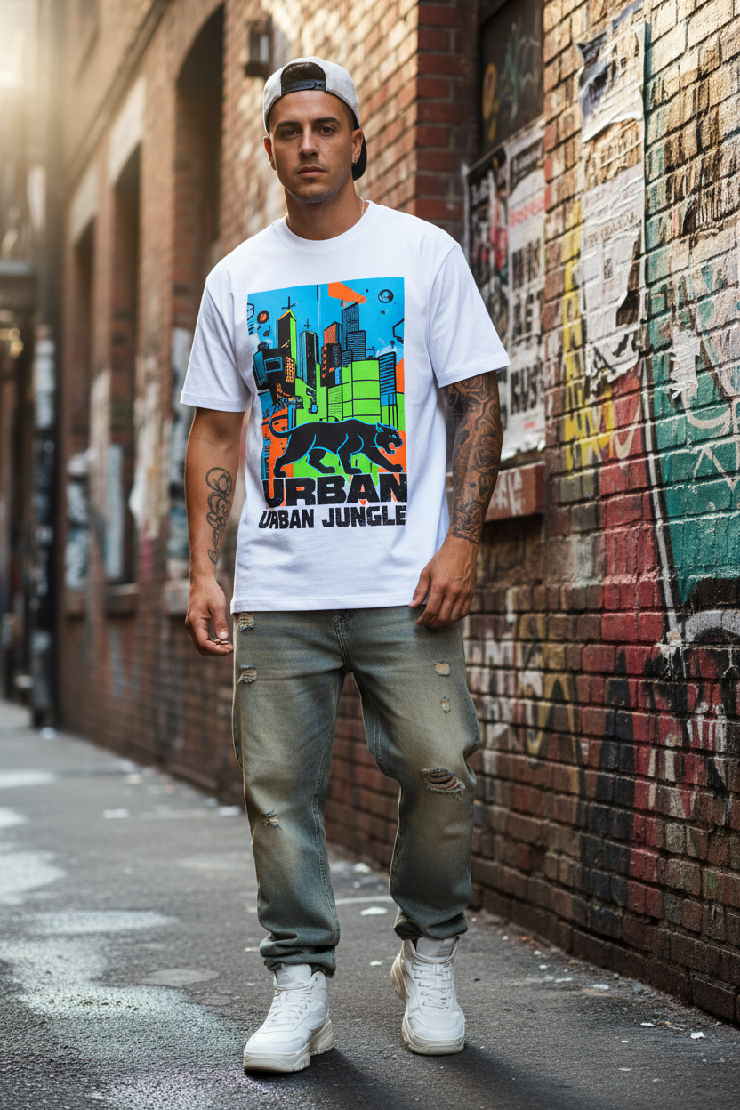 T-Shirt Urban Street indossata in strada