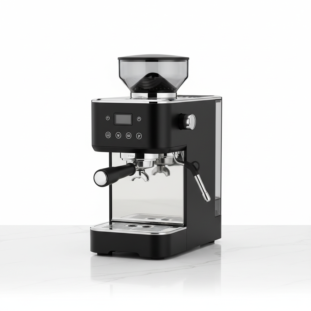 Macchina da caffè espresso su sfondo bianco